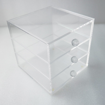 生产订制透明中号3层亚克力收纳盒展示制品 玻璃制品 亚格利制品